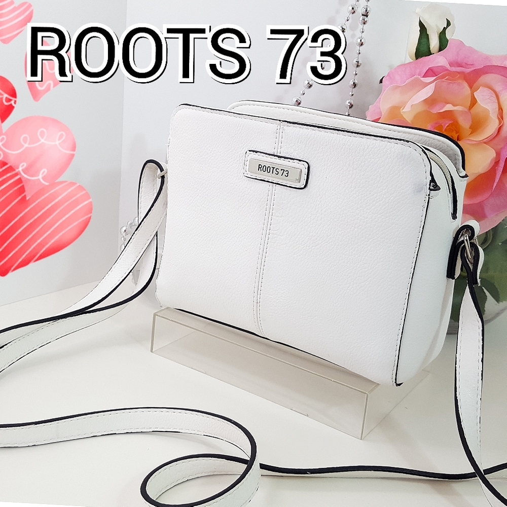🔖Roots 73💮White Faux Leather Crossbody Shoulder Bag